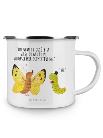 Mr. & Mrs. Panda Teetasse Raupe Schmetterling mit Spruch in Weiß