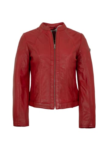 Mauritius Lederjacke Lammnappa Kapuze in Rot