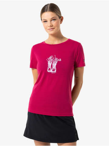 super.natural Merino T-Shirt W FLOWER BOOTS TEE in Pink