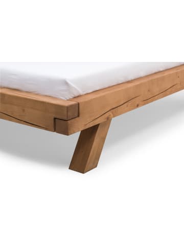 SalesFever Balkenbett 160x200 cm rustikales Design aus massivem Fichtenholz in Natur