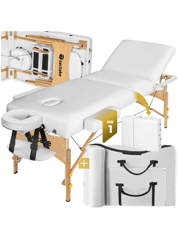 tectake 3 Zonen Massageliege  218 x 102 x 90 cm, weiß