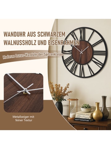 Tphecda Wanduhr ohne Tickgeräusche in Walnussholz ⌀60 cm