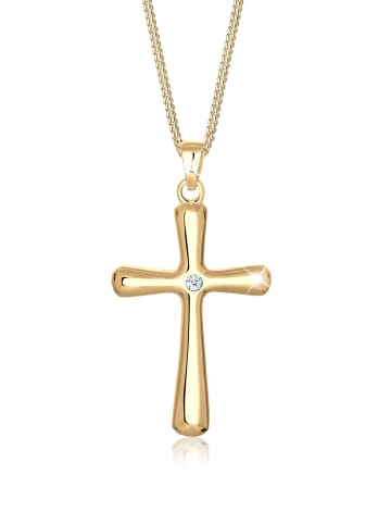 Elli DIAMONDS  Halskette 925 Sterling Silber Kreuz in Gold