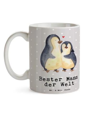 Mr. & Mrs. Panda Trinkbecher Pinguin Bester Mann der Welt mit Sp... in Grau Pastell