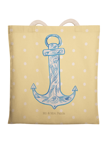 Mr. & Mrs. Panda Strandtasche Anker Blau ohne Spruch in Gelb Pastell