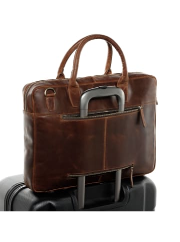 SID & VAIN Leder-Aktentasche Leder Businesstasche Unisex BOSTON in braun