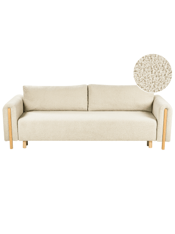 Beliani 2-Sitzer Sofa KVAM in Weiß/Braun - (W) 242 x (H) 85 x (L) 99 cm