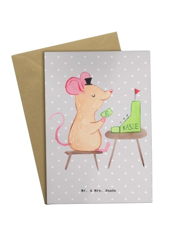 Mr. & Mrs. Panda Klappkarte Kassierer Herz ohne Spruch in Grau Pastell