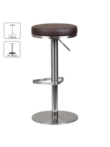 KADIMA DESIGN Barhocker WL1.612 Edelstahl höhenverstellbare Sitzhöhe 57 - 82 in Braun