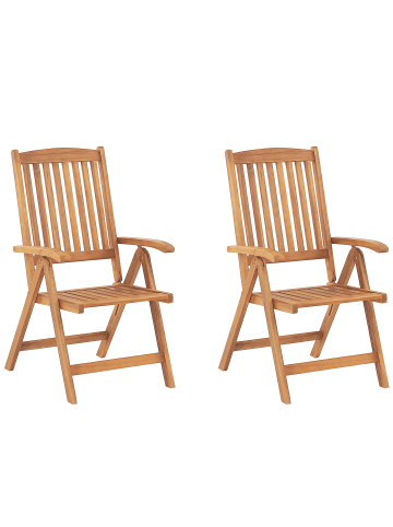 Beliani 2er-Set Gartenstuhl JAVA in Braun