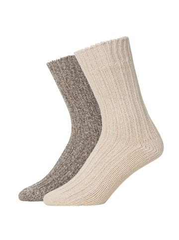 SNOCKS Norweger Socken 2 Paar in Mix (Offwhite/Braun)