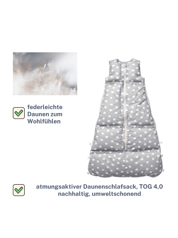 Kinderhaus Blaubär ARO Artländer Daunenschlafsack TOP in Silber Flocken