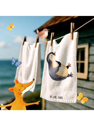 Mr. & Mrs. Panda Mini-Handtuch Pinguin Lachen ohne Spruch in Weiß