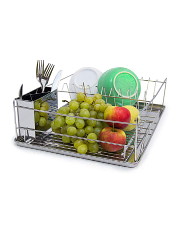 relaxdays Abtropfgestell in Silber- (B)48 x (H)33 x (T)12 cm