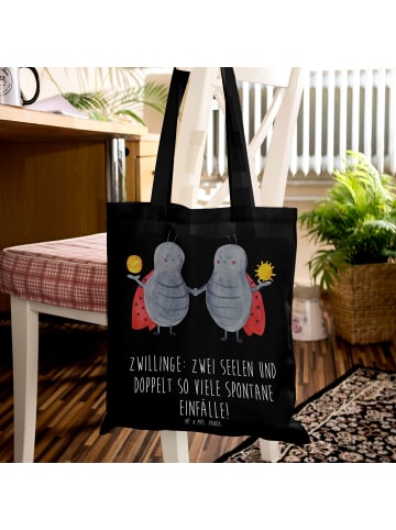 Mr. & Mrs. Panda Tragetasche Zwillinge Abenteuer mit Spruch in Schwarz