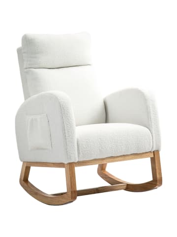 HOMCOM Schaukelstuhl-70L x 96B x 107H cm-Cremeweiß