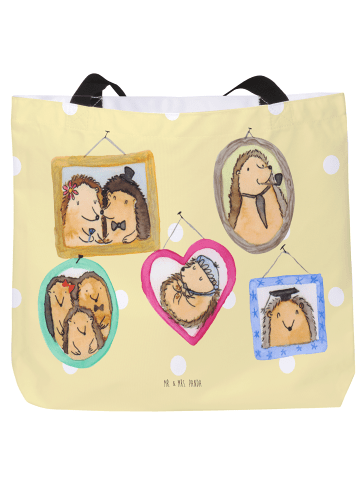 Mr. & Mrs. Panda Tote Bag Igel Familie ohne Spruch in Gelb Pastell