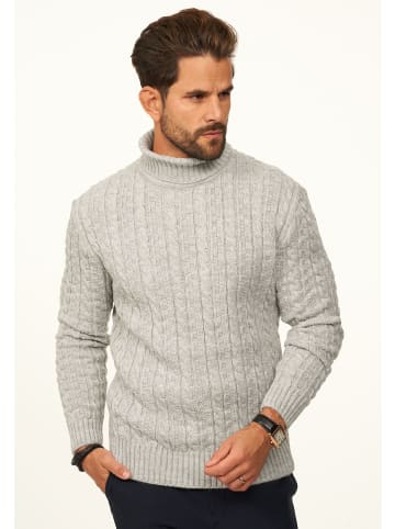 DAILY COTTON Strickpullover - als Grobstrick Pulli mit Zopfmuster für Herren in Grey