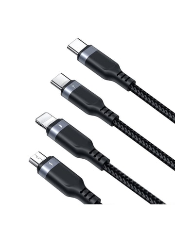 COFI 1453 3-in-1 Joyroom USB-A – iPhone / USB-C / Micro-USB 1,2 m Kabel in in Schwarz