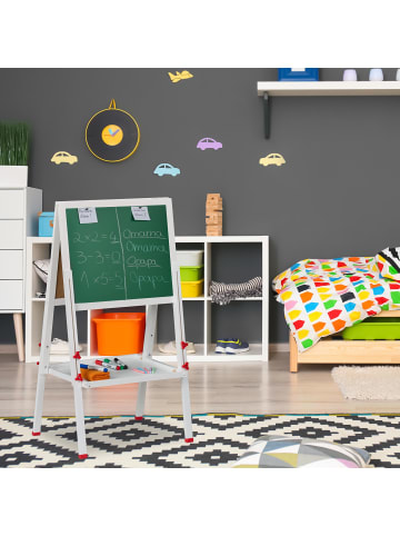 relaxdays Kinderstandtafel in Weiß - (B)55 x (H)102 - 135 x (T)52 cm