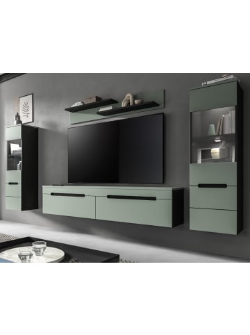 Inn.Furn Wohnwand Salbei grün, grau, Set 4-teilig 270 cm hängend oder stehend, Soft-Close