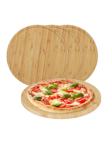 relaxdays 4 x Pizzateller in Natur - Ø 32 cm