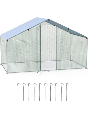 COSTWAY Hühnerstall Winterfest 300x170x190cm in Silber