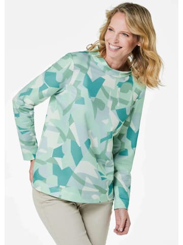 GOLDNER Kurzgröße:  Sweatshirt in salbei / gemustert