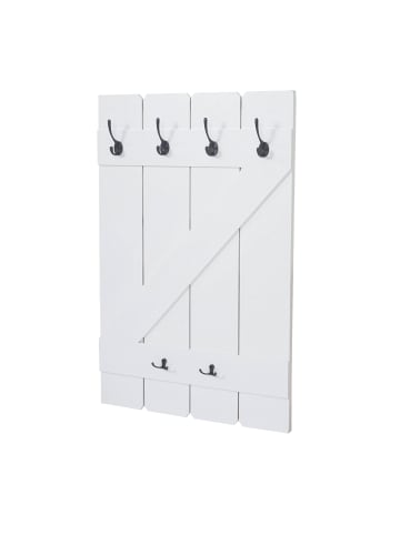 MCW Wandgarderobe D13 mit 6 Haken, Weiß lackiert