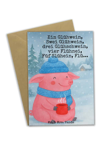 Mr. & Mrs. Panda Glückwunschkarte Schweinchen Glühwein Design mi... in Weiß