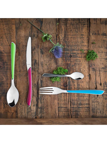 Kuppels 6-tlg. Kuchengabel Set PRISMA in petrol blau glänzend