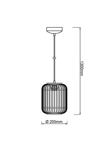 Brilliant Pendelleuchte, 1-flammig (21cm) Woodrow ⌀ 21 cm in schwarz