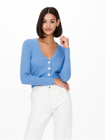 JACQUELINE de YONG Kurze Dünne Langarm Strickjacke V-Neck Basic Cardigan JDYDONNEL in Babyblau