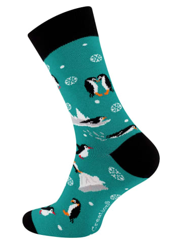 Vincent Creation® Bunte Fun Socken in Pinguinpetrol