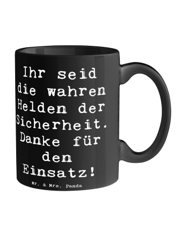 Mr. & Mrs. Panda Kaffeebecher Spruch Sicherheitsdienst Helden mi... in Schwarz