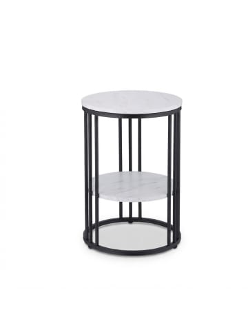 relaxdays Beistelltisch in Weiß/ Schwarz - (H)56 x ø 40 cm