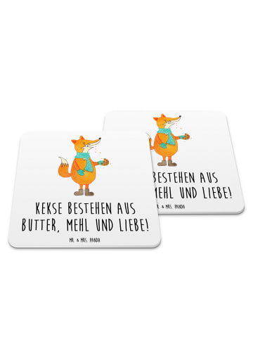 Mr. & Mrs. Panda Gläseruntersetzer Fuchs Keks mit Spruch in Weiß