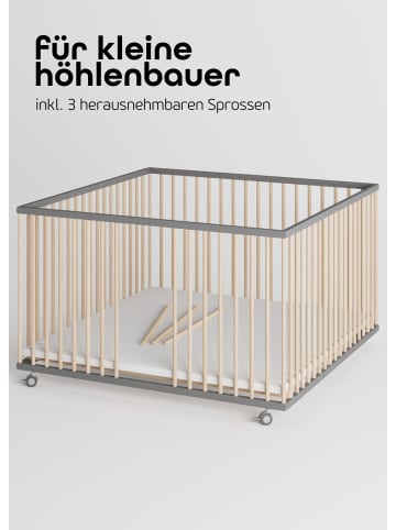 Sämann Sämann Laufgitter mit Matratze SleepPlus, Lattenrost Sprossen grau/natur Premium