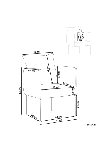 Beliani Sessel MALMOS in Braun/Schwarz - (W) 62 x (H) 68 x (L) 62 cm