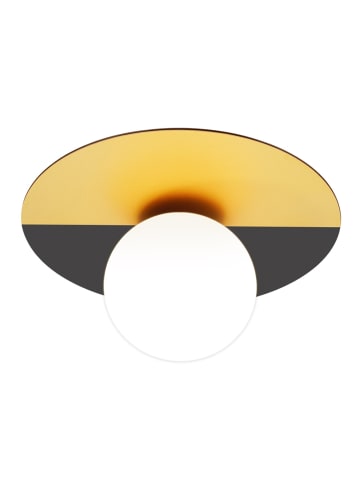 ZMH Deckenleuchte 1-flammige E14 in schwarzgold Vintage mit Glas Metall L 28cm