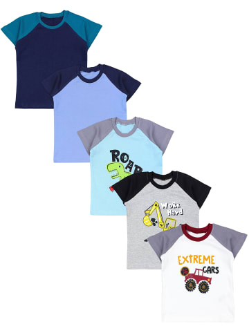 TupTam Baby Kurzarm T-Shirt 5er Set in blau/grau