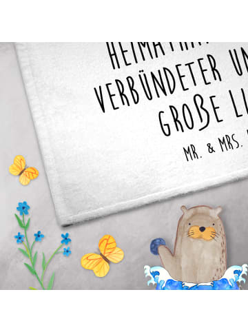 Mr. & Mrs. Panda Handtuch Anker Blau mit Spruch in Weiß