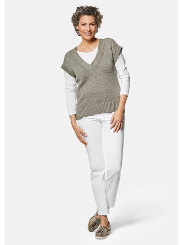 GOLDNER Kurzgröße:  Trageangenehmer Pullunder mit modischem Ausschnitt in graugrün