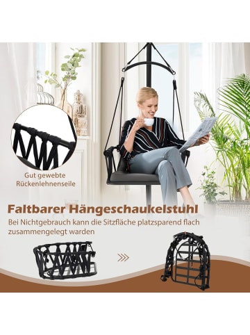 COSTWAY Hängesessel mit Gestell & Aufhängegurt bis 150kg in Grau