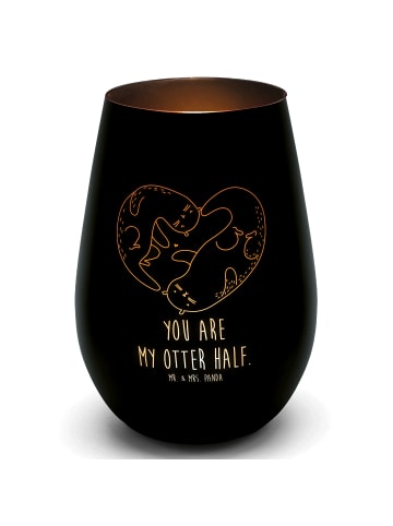Mr. & Mrs. Panda Kerzenhalter Otter Herz mit Spruch in Schwarz
