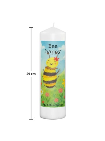 Mr. & Mrs. Panda Adventskerze Biene Happy Design mit Spruch in Weiß