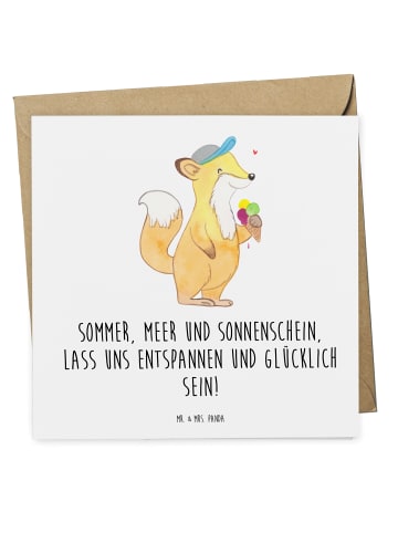 Mr. & Mrs. Panda Grußkarte Sommer Meer Strand mit Spruch in Weiß