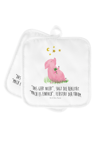 Mr. & Mrs. Panda Topfuntersetzer Schwein Glück mit Spruch in Weiß