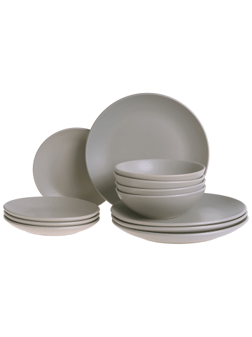 Beliani 18-tlg Tafelservice VIVANI in Grau