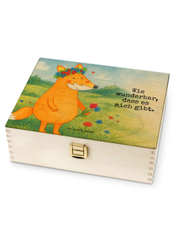 Mr. & Mrs. Panda Teebox Fuchs Blumen Design mit Spruch in Weiß